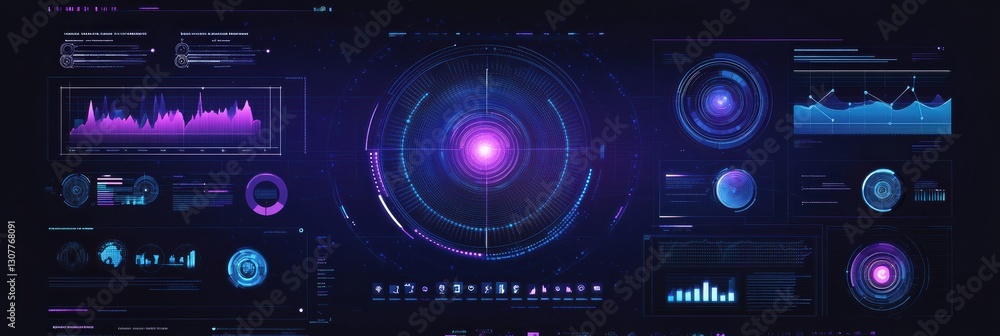 Fototapeta premium Graphic layouts featuring digital advertising concepts and data visualizations