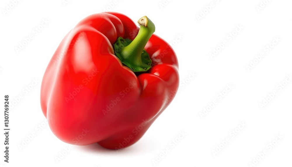Single vibrant red bell pepper, glossy skin, isolated, bright, food Single vibrant red bell pepper, glossy skin, isolated, bright, food