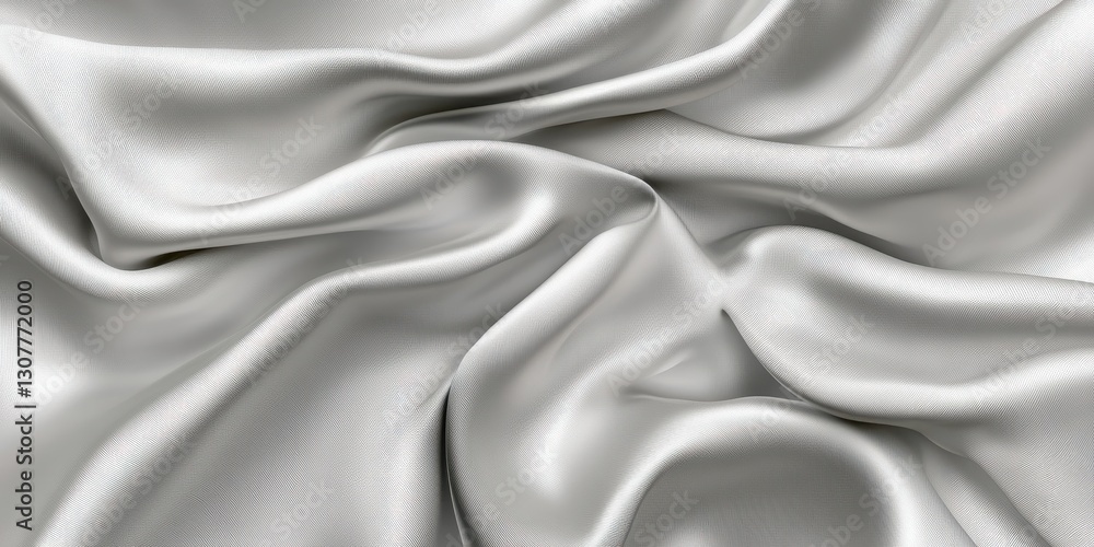 Obraz premium Abstract Silver Fabric Silk Textile Waves Smooth Drape Artistic Texture Elegant Backdrop Material