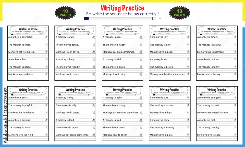 Fototapeta premium Sentence tracing worksheets for children