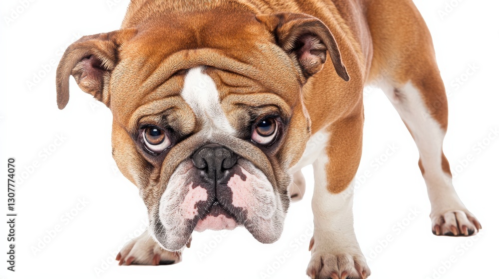 Fototapeta premium Bulldog Portrait on Clean White Backdrop with Natural Studio Lighting
