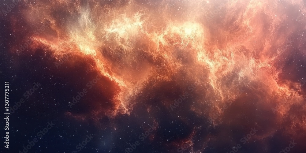 Fototapeta premium Ethereal Nebula Clouds Shimmering Universe with Cosmic Dust and Glowing Gases in Deep Space