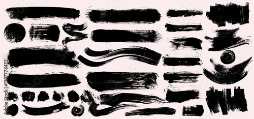 Wallpaper Mural Paintbrush Grunge Design Elements Set. Black Dotwork Grain Texture, Charcoal Splashes. Brush Strokes Vector. Collection Of Text Boxes. Dirty Texture Banners. Painted Rectangles And Long Strokes. Torontodigital.ca