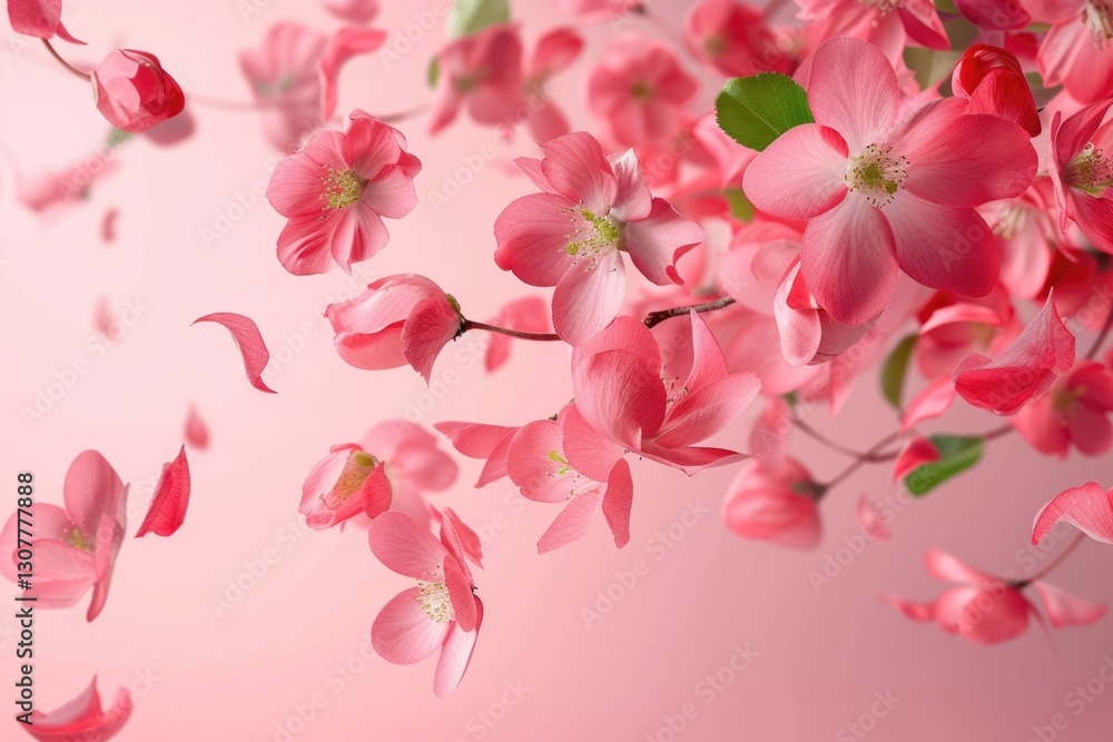 Delicate pink blossoms gently falling, creating a serene and beautiful springtime scene. Delicate pink blossoms gently falling, creating a serene and beautiful springtime scene.