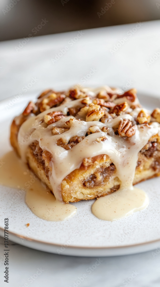 Delicious pecan pie cinnamon roll with icing - perfect for dessert lovers Delicious pecan pie cinnamon roll with icing - perfect for dessert lovers