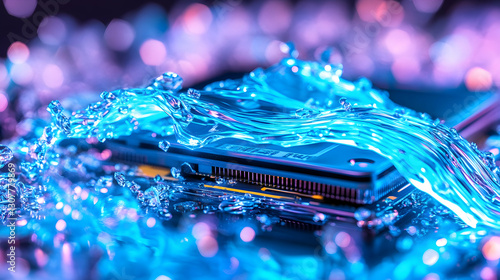 Liquid-Cooled CPU Neon-lit tech, futuristic design