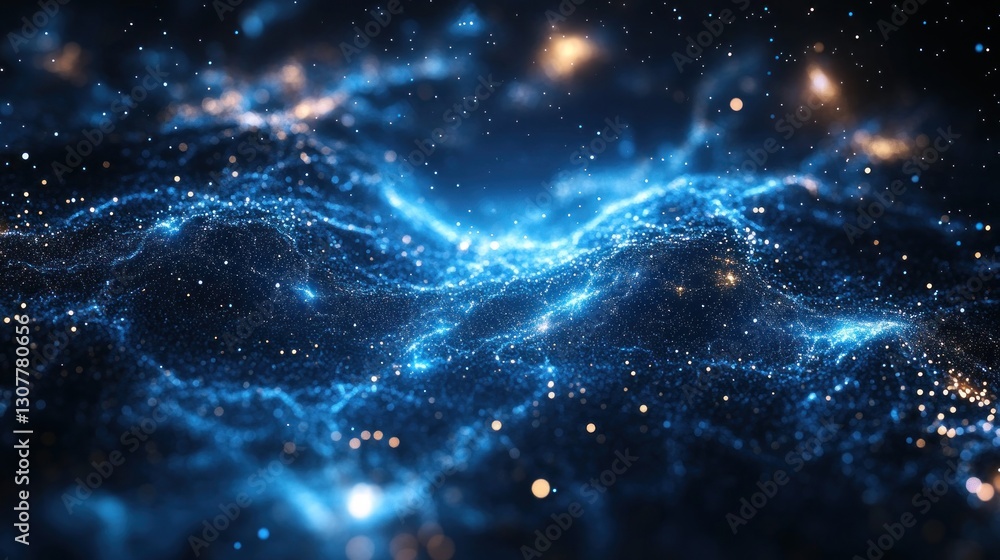Abstract digital landscape; glowing particles in space Abstract digital landscape; glowing particles in space