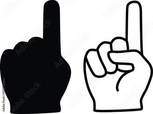 Hand number one flat and outline icon design