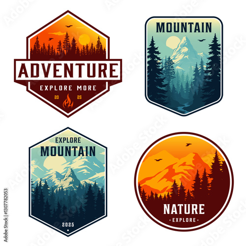 Mountain exploration adventure badges