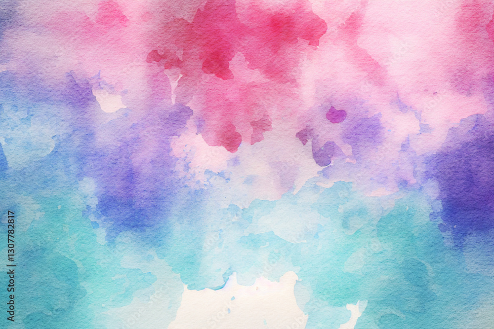 Fototapeta premium Abstract watercolor background. Colorful watercolour illustration with pink, purple and turquoise paint splashes.