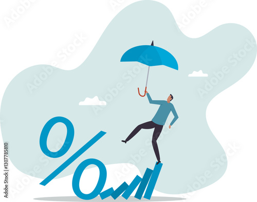 Interest rate and inflation percent impact economy and investment market, federal reserve monetary policy.business concept.flat character.