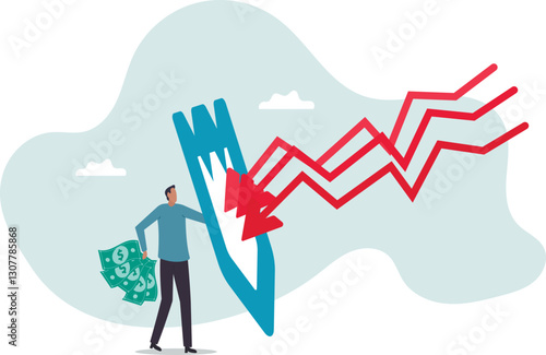 Future proof wealth management, inflation protection or protect from stock market crash, investment stock in market downturn.business concept.flat character.