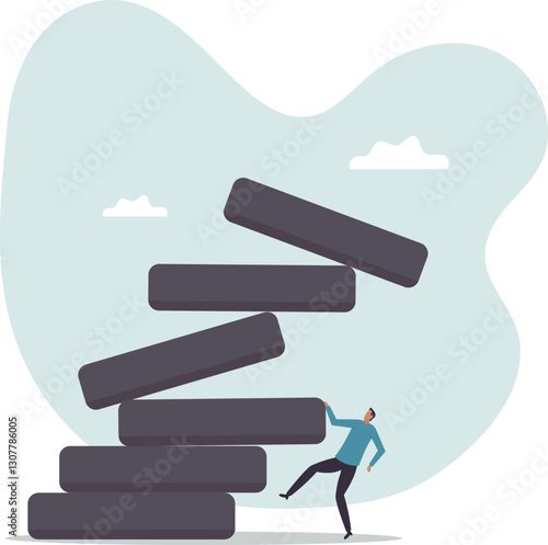 Investment risk, failure or mistake for greedy decision, business strategy to be careful and balance on instability and uncertainty .business concept.flat character.