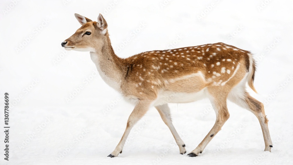 Fallow Deer On White Background Fallow Deer On White Background