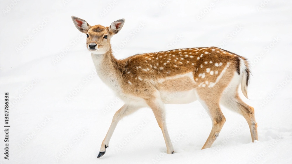 Obraz premium Fallow Deer On White Background