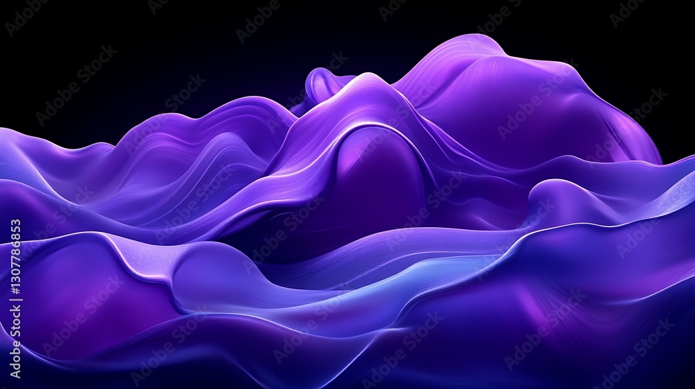 Obraz premium Purple Flowing Waves on Black Background