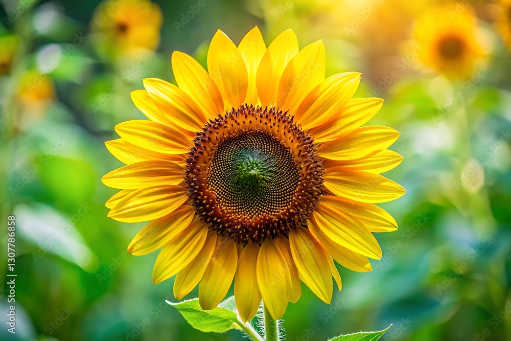 Close-Up View of Vibrant Yellow Sunflower in Bloom Close-Up View of Vibrant Yellow Sunflower in Bloom