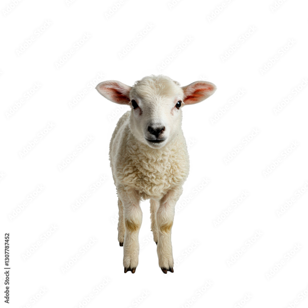 Fototapeta premium Cut out of young sheep isolated on transparent background