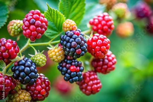 Wallpaper Mural Ripe and Unripe Blackberries Cluster Torontodigital.ca