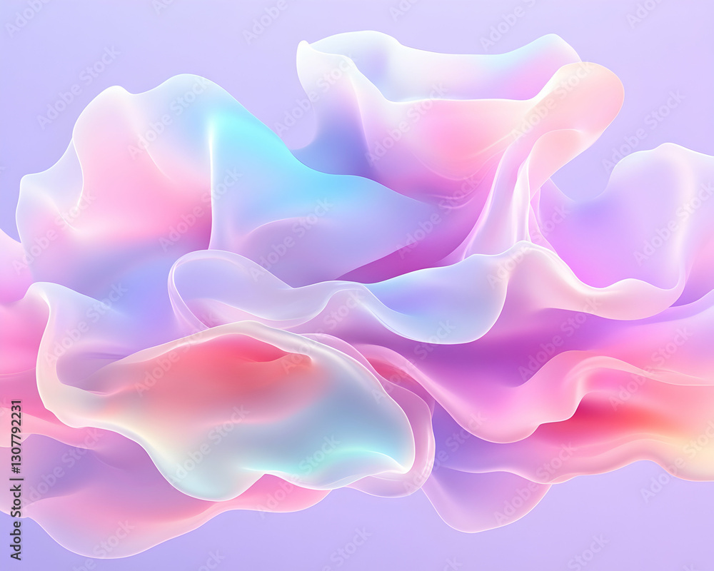 Obraz premium Pastel Cloud Swirls Abstract digital art, ideal for backgrounds, website design, or print media
