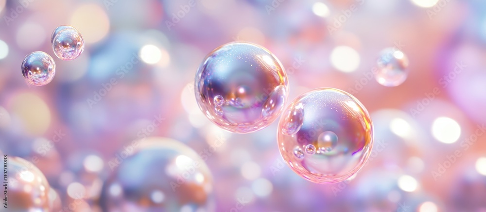 Close-Up View of Colorful Soap Bubbles Against Soft Background Close-Up View of Colorful Soap Bubbles Against Soft Background