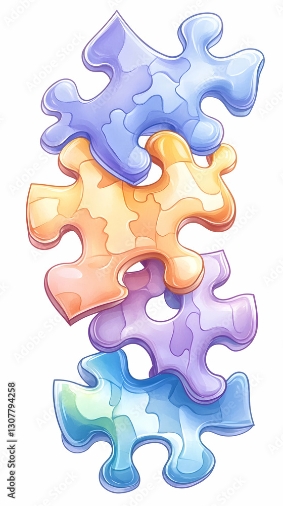 Pastel Puzzle Pieces Stack; Playful, Childlike Design; Ideal for Educational Materials Pastel Puzzle Pieces Stack; Playful, Childlike Design; Ideal for Educational Materials