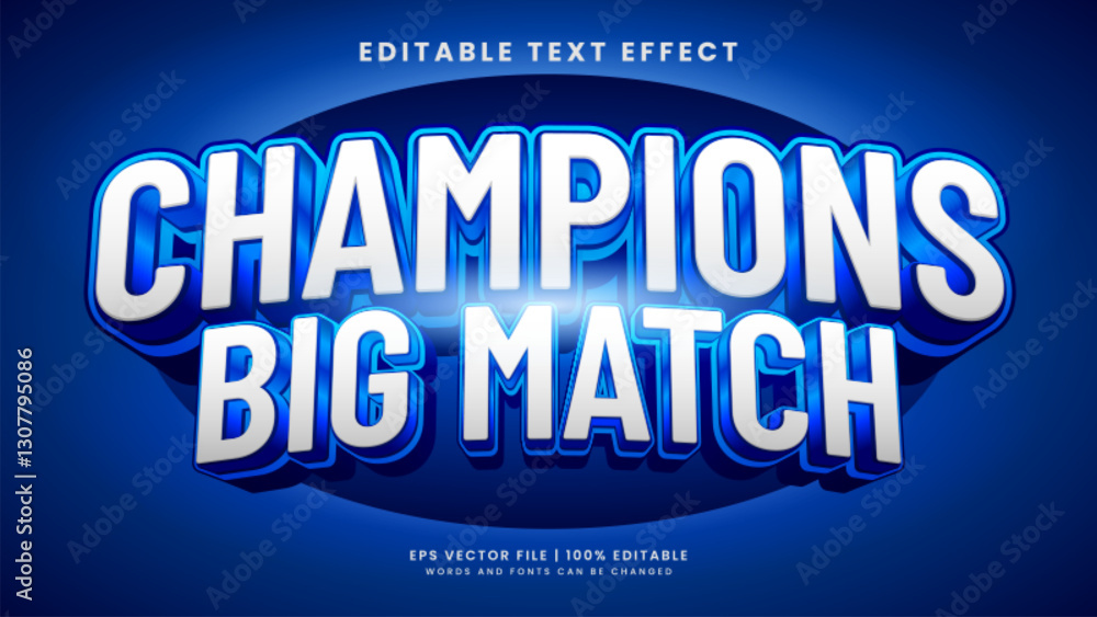 Obraz premium Champions big match 3d editable text effect blue style