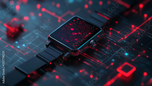 red digital smart watch