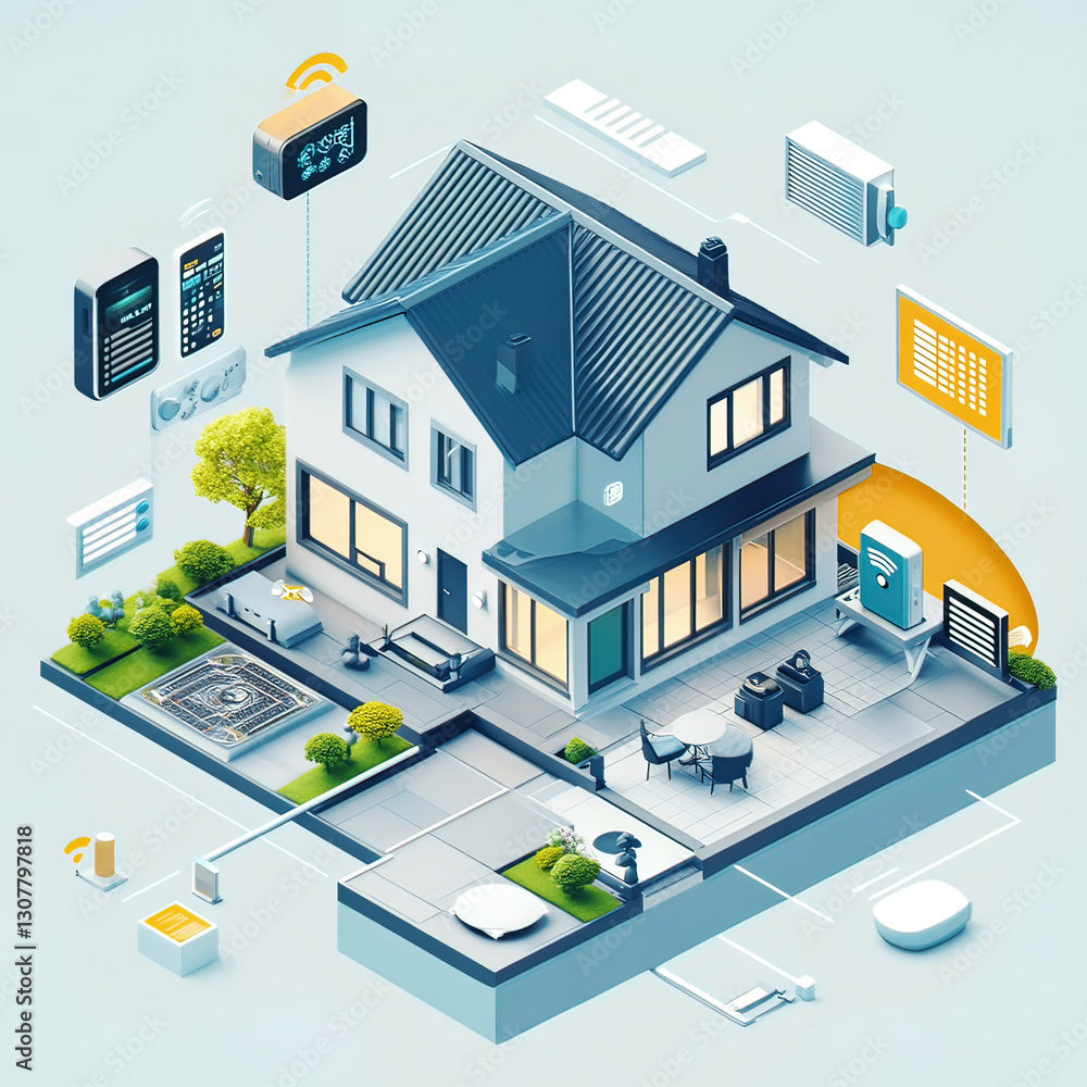 Smart Home Energy Efficiency: Visualization of how IoT devices contribute to energy efficiency in a home, including smart meters and energy-saving appliances. Smart Home Energy Efficiency: Visualization of how IoT devices contribute to energy efficiency in a home, including smart meters and energy-saving appliances.