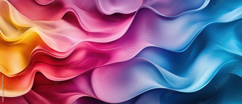 Obraz premium Colorful Flowing Waves of Fabric Texture in a Digital Style