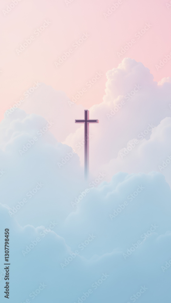 A digital artwork depicting a Christian scene with clouds and rays of light emanating from above. A digital artwork depicting a Christian scene with clouds and rays of light emanating from above.