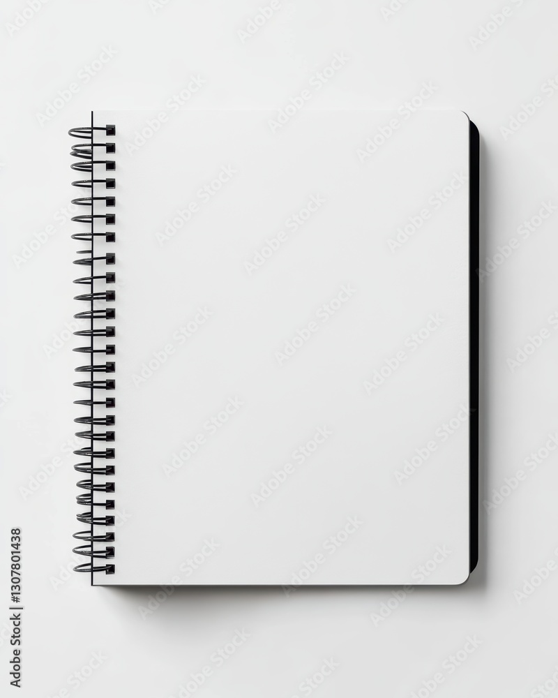 Blank Spiral Notebook on Plain White Background for Creative Use Blank Spiral Notebook on Plain White Background for Creative Use