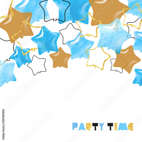 Watercolor blue and golden ...