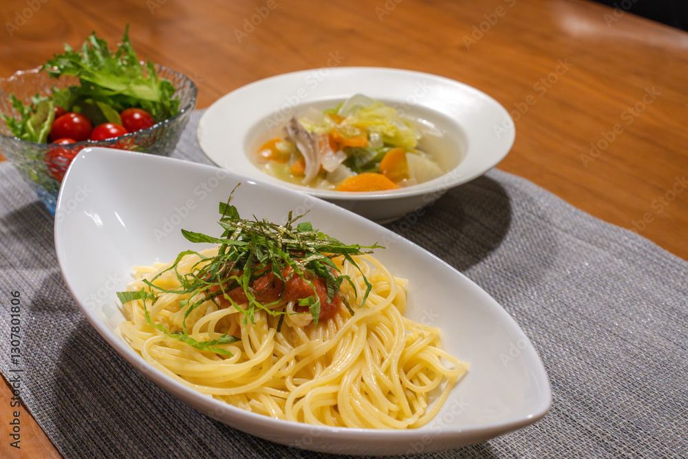 明太子と大葉の和風パスタセット 明太子と大葉の和風パスタセット