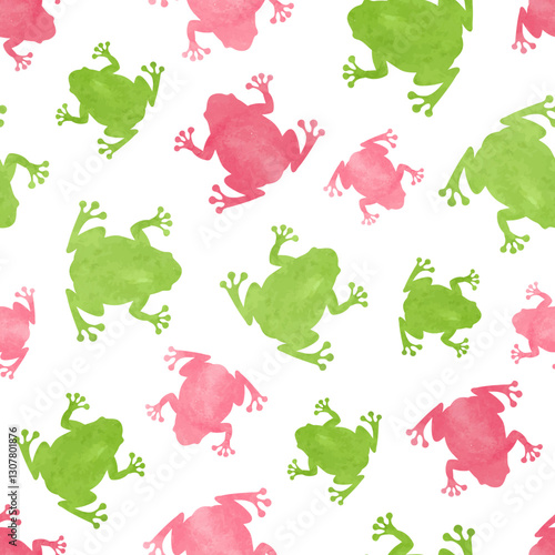 Frog pattern. Vector waterc...