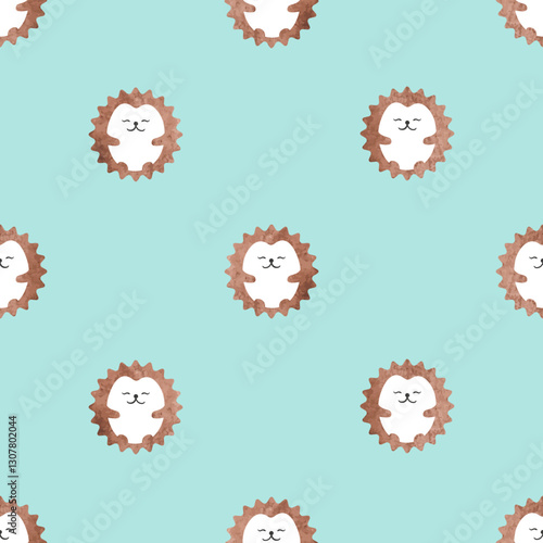 Cute watercolor hedgehogs s...
