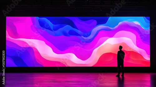 Artistic expression in dynamic stage design vivid colors of a modern digital art space