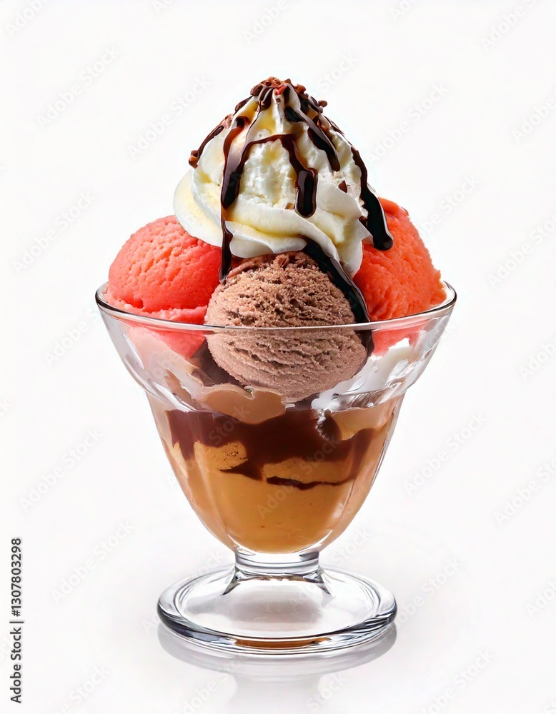ice cream sundae with chocolate sauce