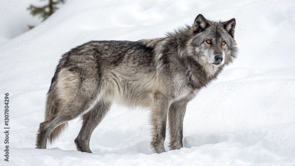 Fototapeta premium Alaskan Wolf On White Background