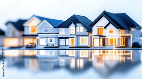 Wallpaper Mural Elegant residential architecture urban neighborhood real estate photography calm evening perspective view modern living Torontodigital.ca