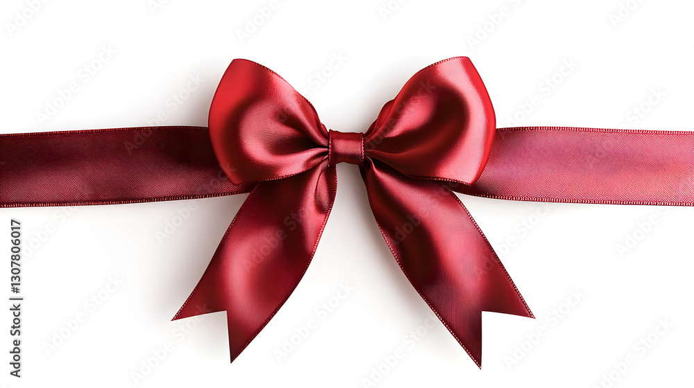 Fototapeta premium A large red ribbon with a bow on a white background