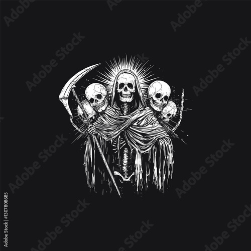 Grim reaper skeleton design vector template illustration