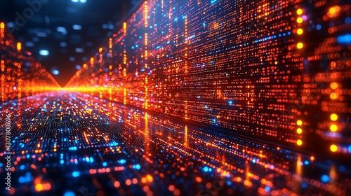 Wallpaper Mural Abstract digital data stream flowing through a futuristic tunnel. Torontodigital.ca