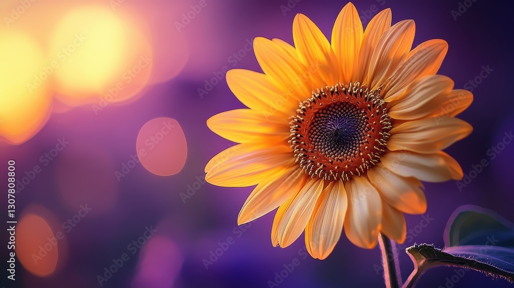Fototapeta premium Radiating Sunflower Beauty in the Gentle Light of Dawn a Floral Impressionism Masterpiece Creation