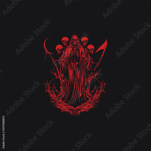 Grim reaper skeleton design vector template illustration