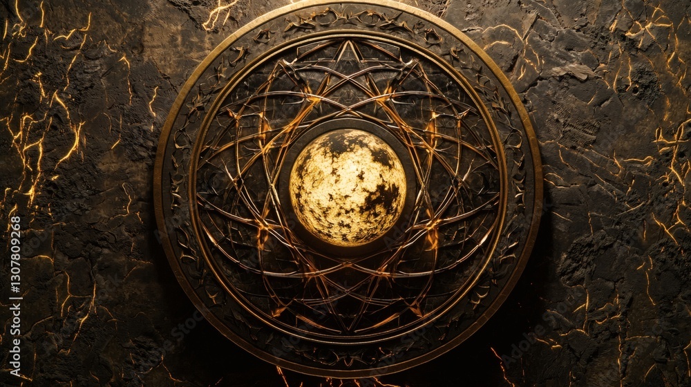 Naklejka premium Spring Equinox Design with Celestial Motifs