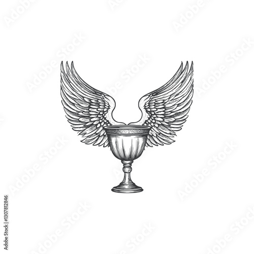 Holy grail with wings design vector template illustration