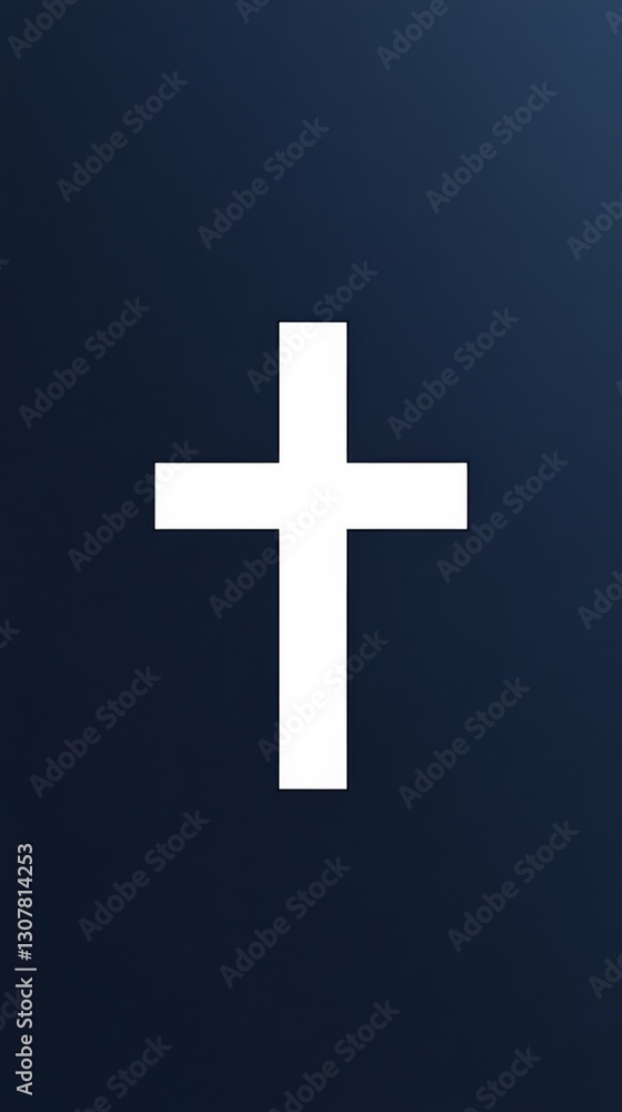 Fototapeta premium a simple navy blue and white cross symbol, elegantly positioned against a solid background. 