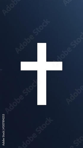 a simple navy blue and white cross symbol, elegantly positioned against a solid background.  