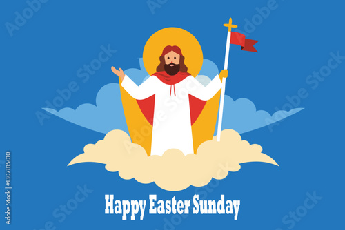 Jesus Christ is risen Happy Easter Sunday vector art illustration 